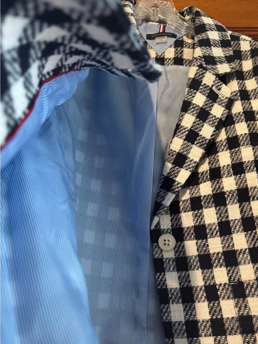 Tommy Hilfiger Navy and White Gingham Blazer - Picture 6 of 6
